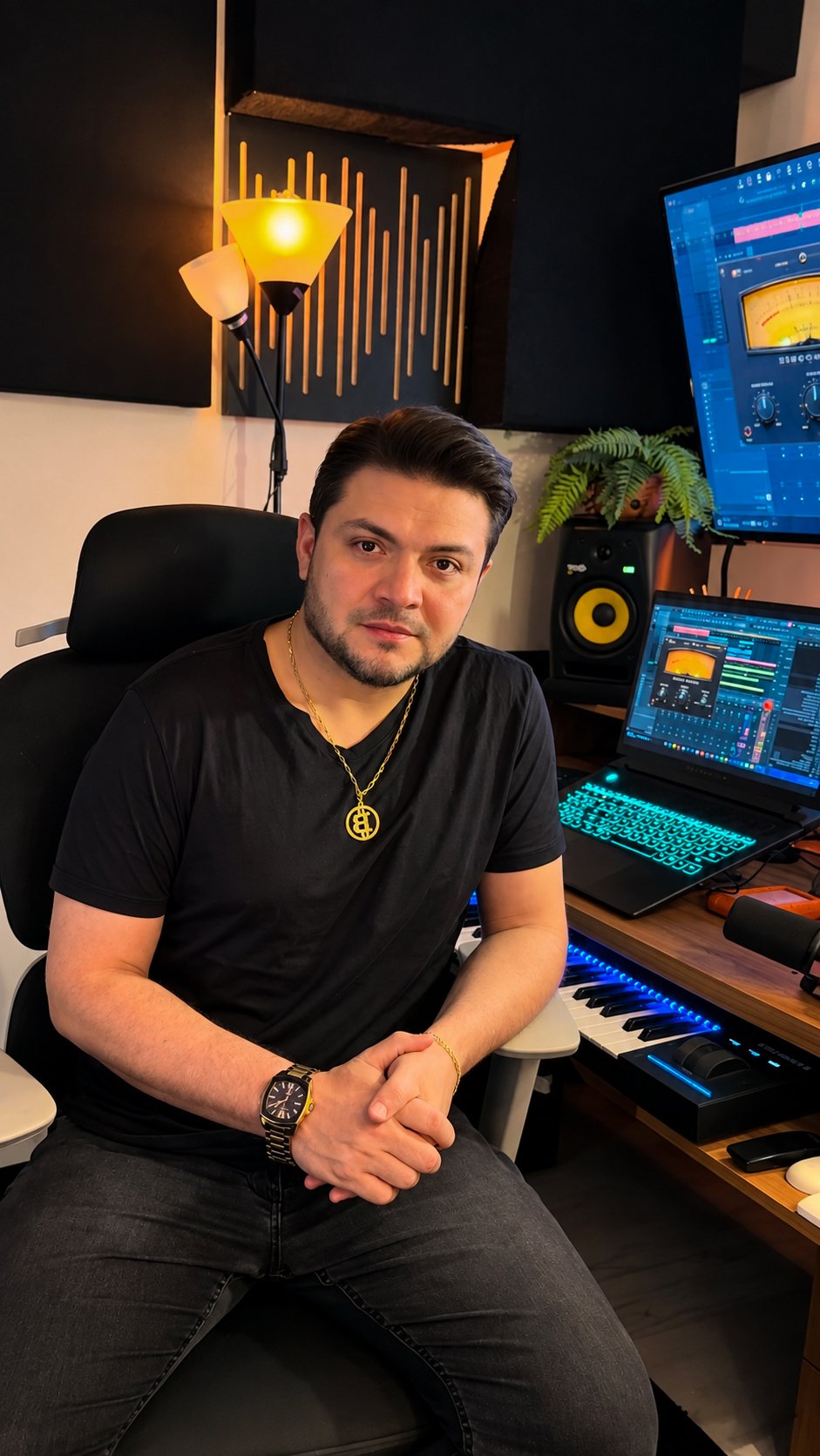BONNYEK em seu estúdio de produção musical